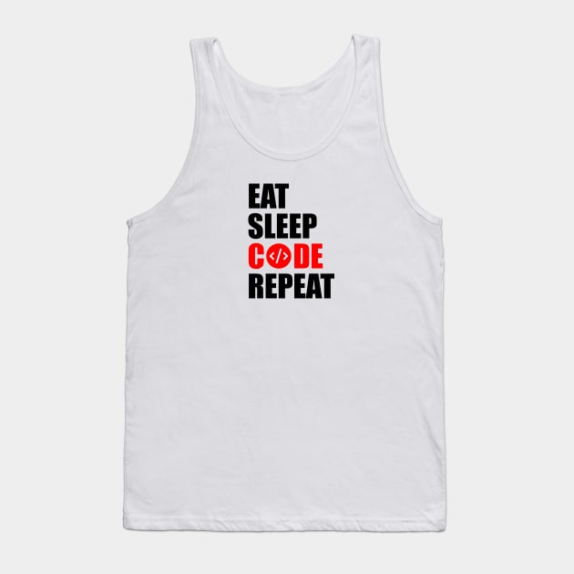 Eat sleep code repeat Tank Top by Typography Dose